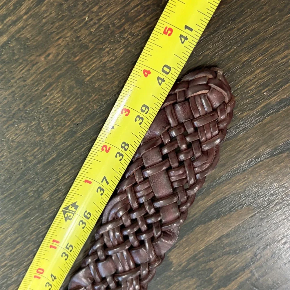 Fossil Huarache Weave Belt Women Medium Brown NEW Leather Boho Western